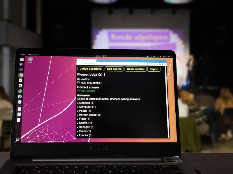 A laptop running the jury app